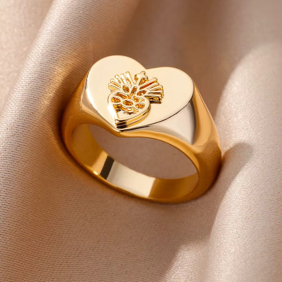 HPTOTMG Ring, Edelstahl, 18 Karat vergoldet, Zirkonia, Damen, Vintage - Bild 2