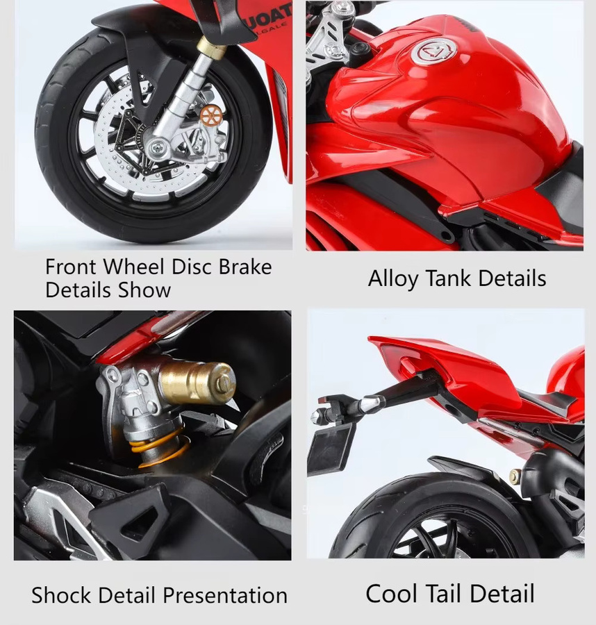 MAKEDA 1:9 V4S RR1000 Legierung Motorrad Modell, mit Beleuchtung, Metall - Bild 4