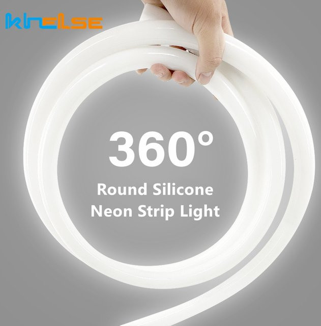 Khelse LED Silikonstreifen Weiß, Flexibler Rund-Neonstreifen mit 360-Grad-Leuchtkraft, IP65 Outdoor-LED Bandlampe für minimalistische lineare Beleuchtung - Bild 1