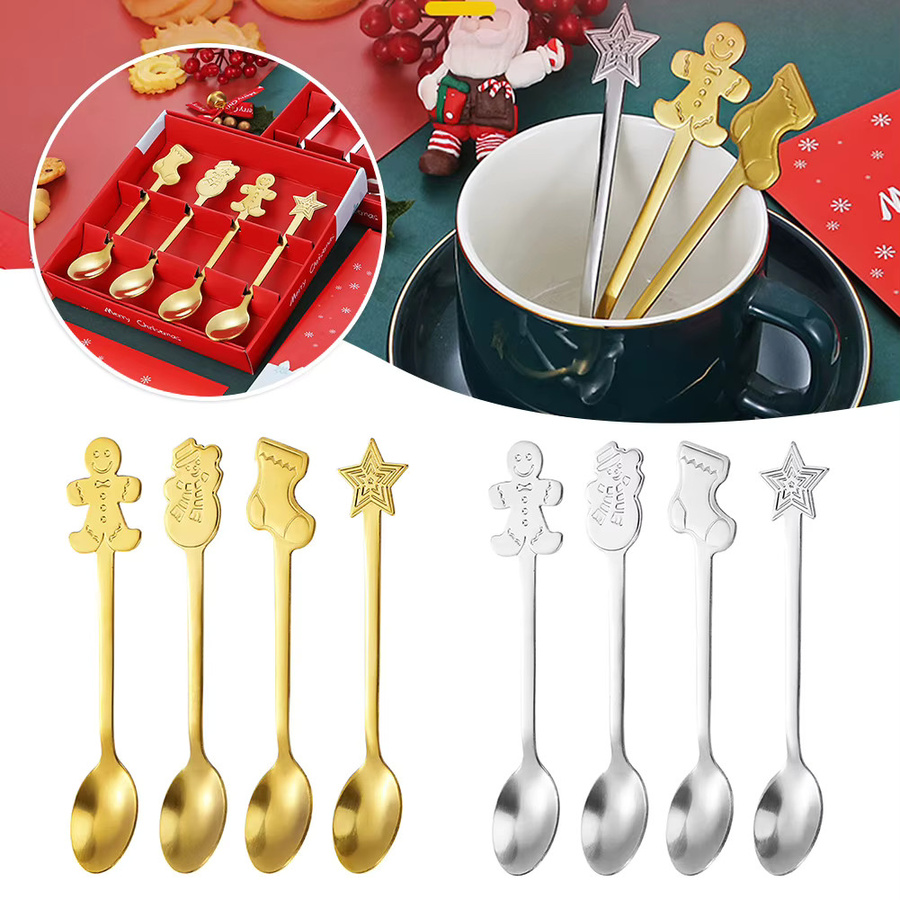 Multiyilego Dessert Löffel Set aus poliertem Edelstahl in Silber, 4 Stück - Bild 2
