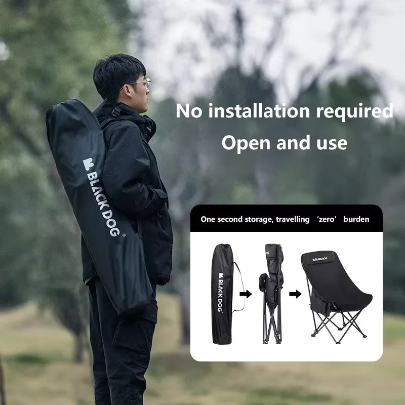 BLACKDOG Outdoor-Klappstuhl in Schwarz mit Polsterung und Kreuzstütze für Camping und Angeln - Bild 4
