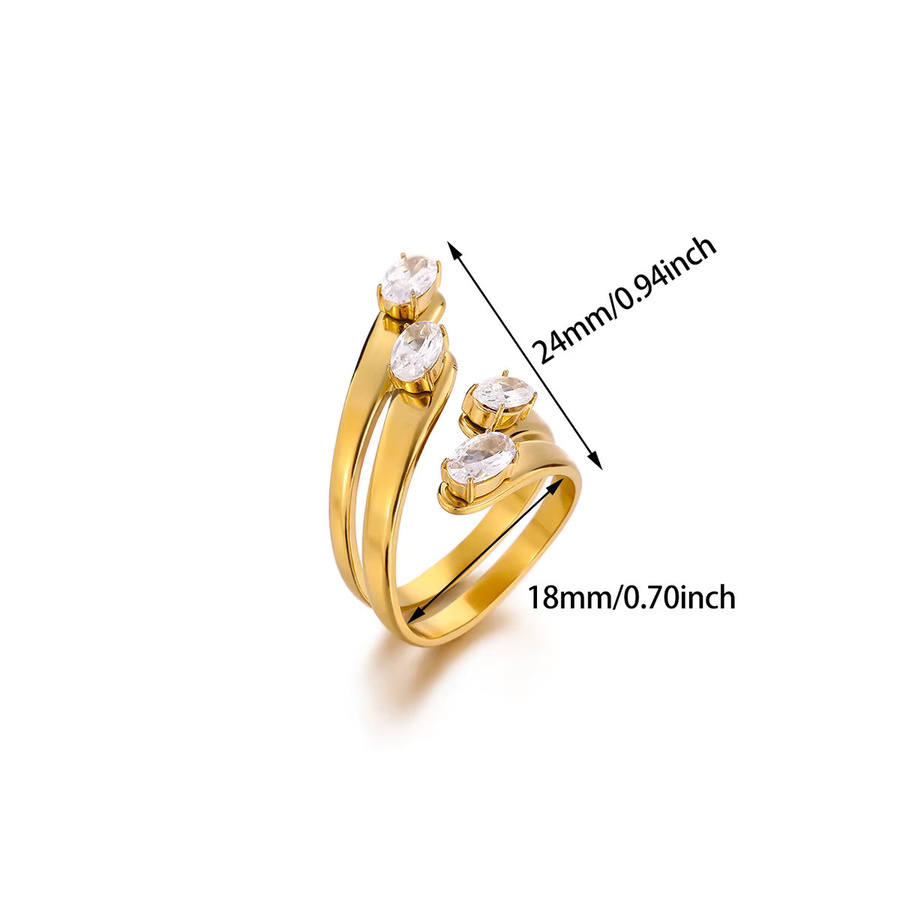 ETCAVCE Ring, Edelstahl, Gold, Zirkonia, Damen - Bild 2