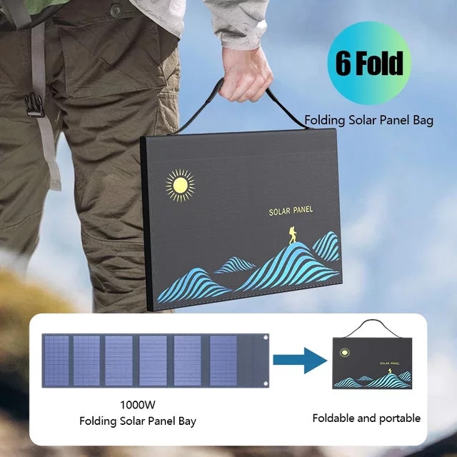 OLOEY Faltbare Solarpanel-Ladetasche mit USB-Ausgang, Tragbare Powerbank in Schwarz - Bild 1