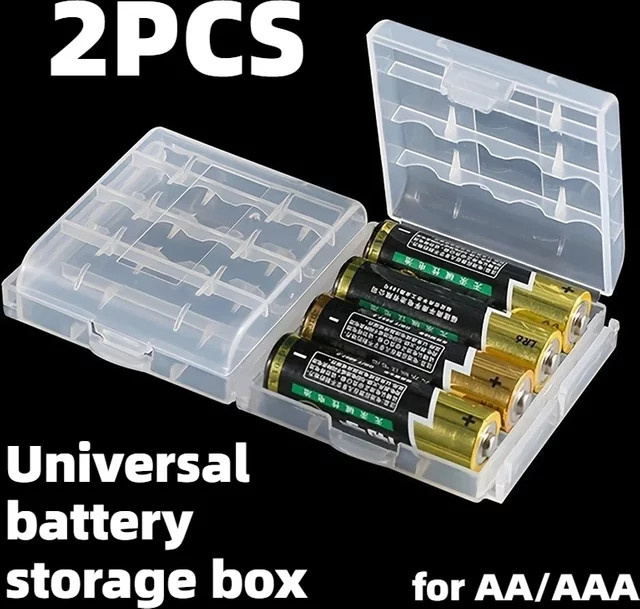 YYMSF Batterie Organizer Set aus Kunststoff, 2 Stück transparente Aufbewahrungsboxen für AAA und AA Batterien - Bild 1