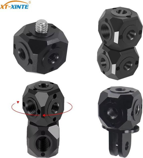 Universal Stativ Adapter Magic Cubic Mount mit 1/4" und 3/8" Gewinde in Schwarz für Blitzlichthalterungen und Mikrofonbefestigungen - Bild 1