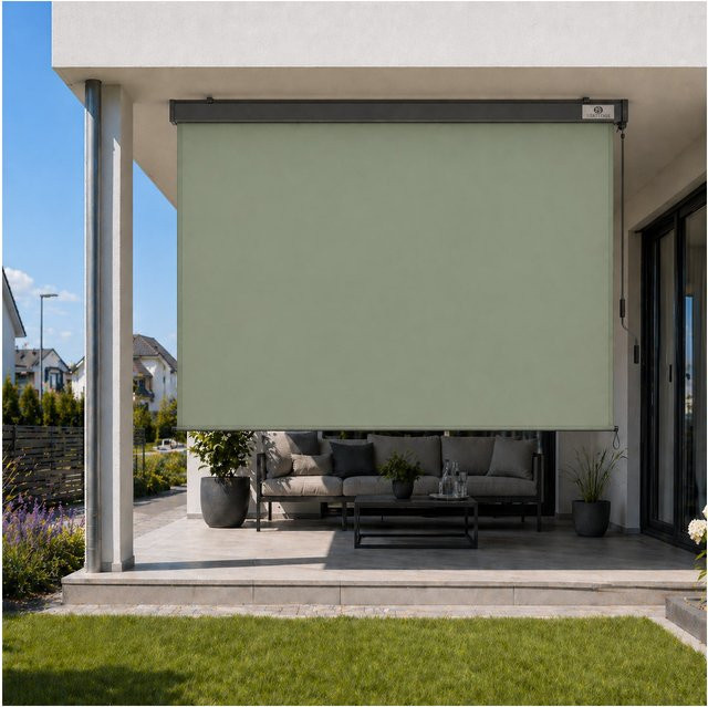 Strattore Ausziehbare Senkrechtmarkise in Matcha Grün mit Drop-Arm, B/H: 160 x 250 cm - Bild 1