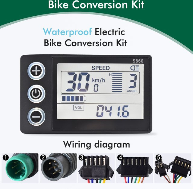Mcezdy S866 Smart Fahrradcomputer mit 2-Display für E-Scooter und E-Bike, UART Digital Tacho, Schwarz, Wasserdicht - Bild 1