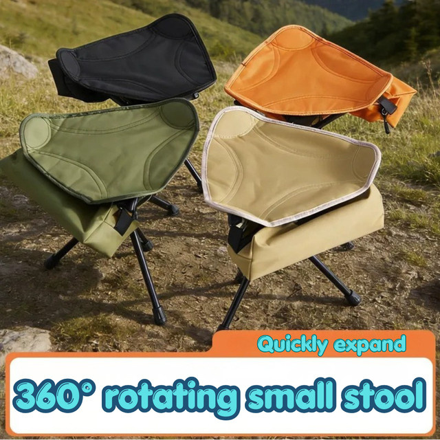 WESTTUNE 360 Grad drehbarer Campinghocker, ultraleichter klappbarer Dreifuß-Sitz für Outdoor, Wandern und Angeln, Farbe: Grün - Bild 1