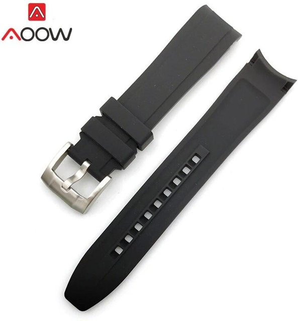 Sweetown Uhrenarmband Silikon, Edelstahl, 20 mm, Schwarz, Herren - Bild 1