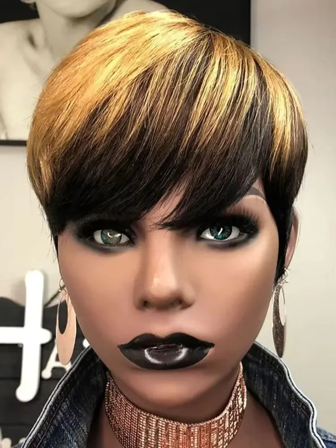 Lolely Dream Pixie Bob Perücke, Schwarz bis Braun Ombre, Echthaar - Bild 5