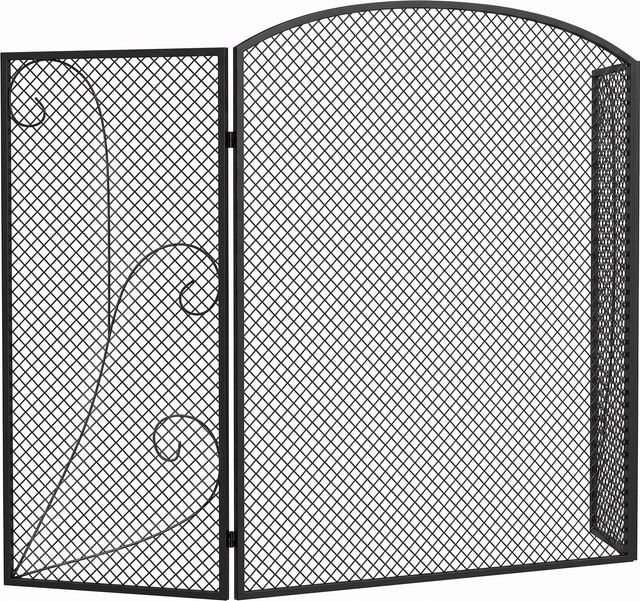 HOMCOM Kaminfunkenschutz aus Metall mit 3 Paneelen, klappbar, Schwarz, Breite: 133 cm, Höhe: 77 cm - Bild 1