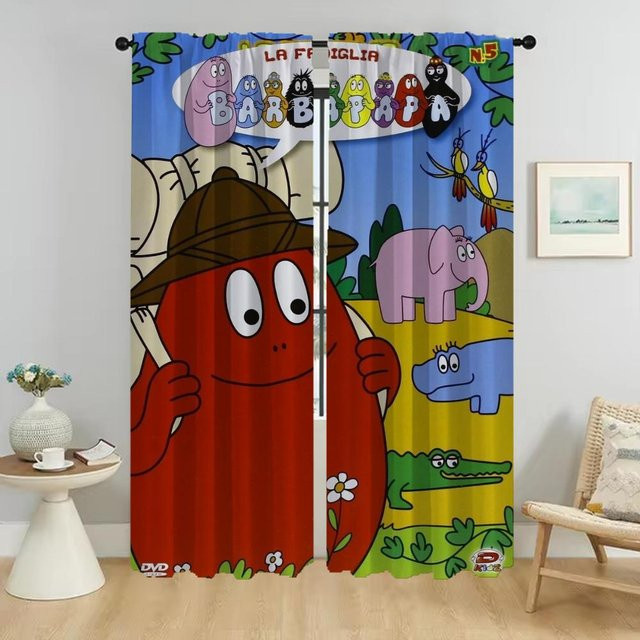Barbapapas Kinderzimmer Vorhänge aus Tüll, 2er-Set, Mehrfarbig, Breite: 50 cm, Höhe: 70 cm - Bild 1