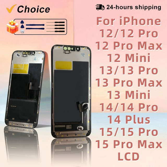 MSMADE OLED Display Ersatz für iPhone 16 Pro Max, 15 Pro Max, 14 Plus, 13 Mini, 14 Pro, 13, Farbe: Schwarz - Bild 1