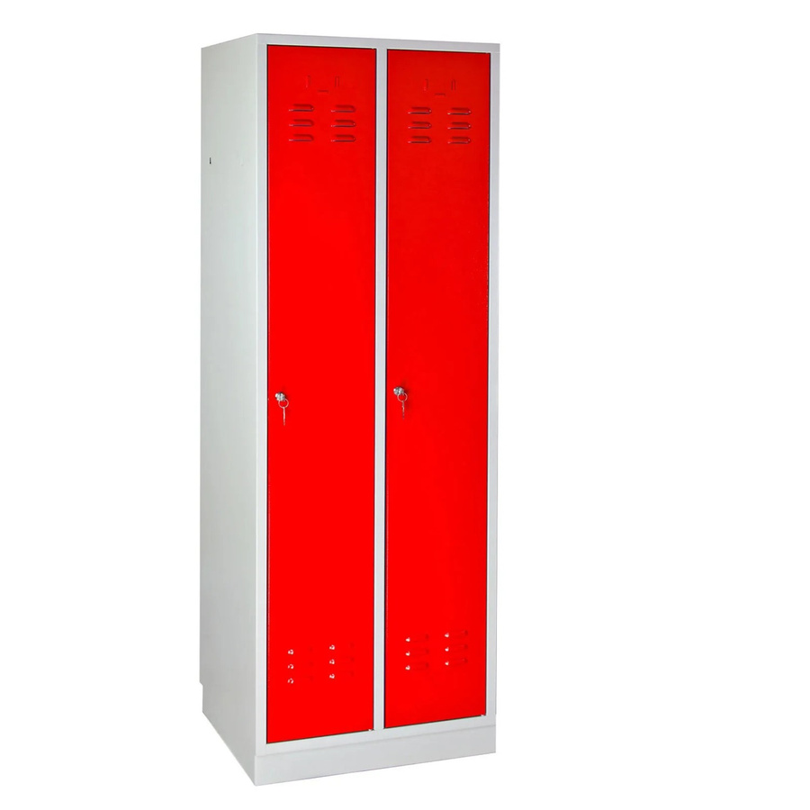 PROREGAL Garderobenschrank Ermine mit 2 Türen aus Qualitätsstahlblech, Farbe: Lichtgrau/Rot, H x B x T: 177,5 x 60 x 50 cm - Bild 2