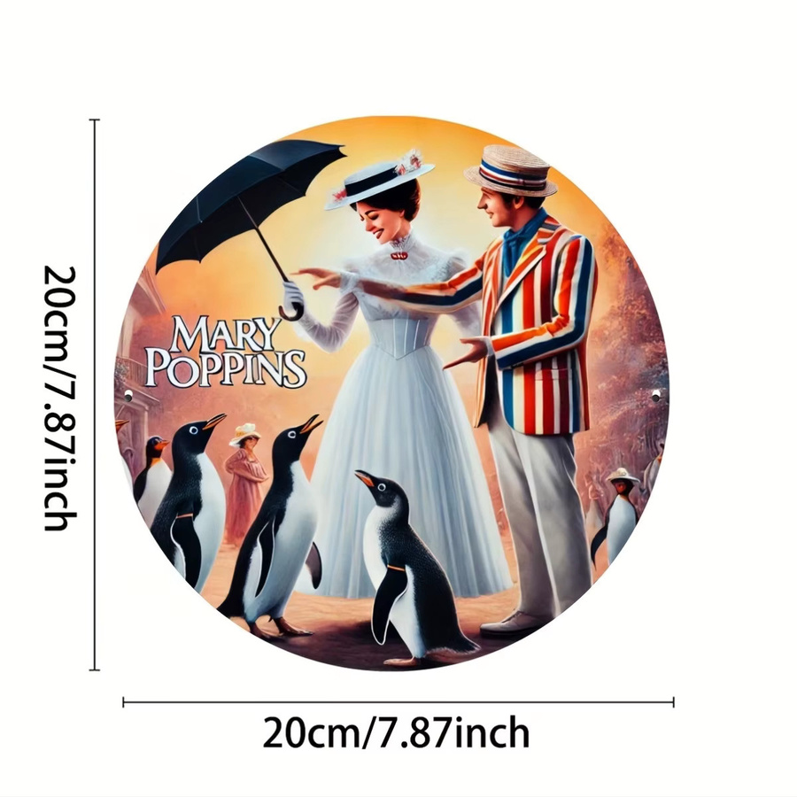 Potdemiel Mary Poppins Vintage Rundes Aluminiumschild, Durchmesser: 19,81 cm, Mehrfarbig - Bild 2