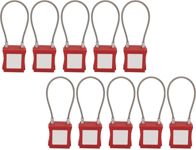 10er Set Lockout-Tagout-Kabelschloss mit Schlüssel aus Edelstahl für die Gerätewartung in Grau und Rot von Painter - Bild 1