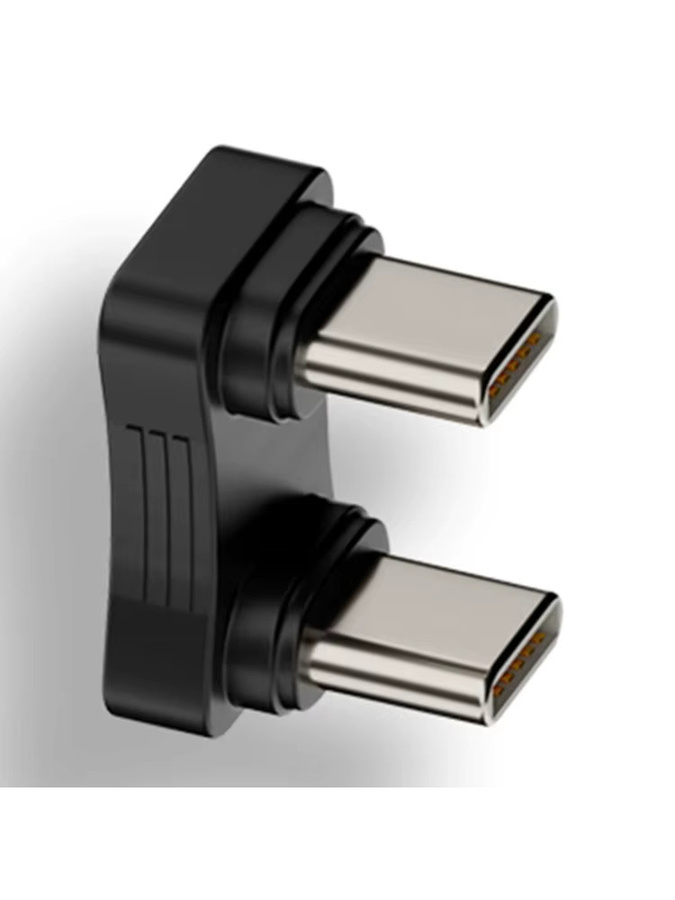 USB-C-Adapter 180 Grad abgewinkelt, Stecker auf Stecker, PD 65 W Lade-Adapter und Datenübertragung, Schwarz - Bild 5