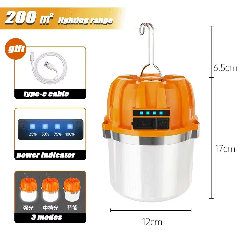BALDR LED Campinglaterne mit USB-Akku und Powerbank-Funktion, Gelb/Orange - Bild 7