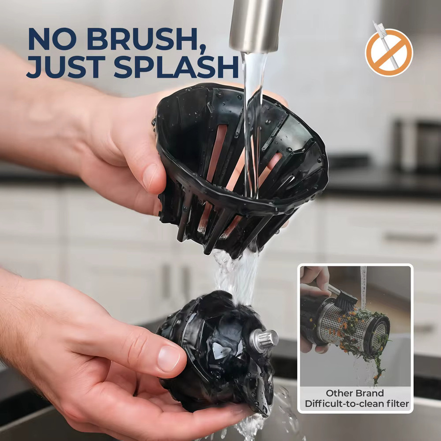 ROUNY Kaltpress-Entsafter Elektrischer Slow-Juicer mit 130mm Einfüllschacht, Schwarz - Bild 2
