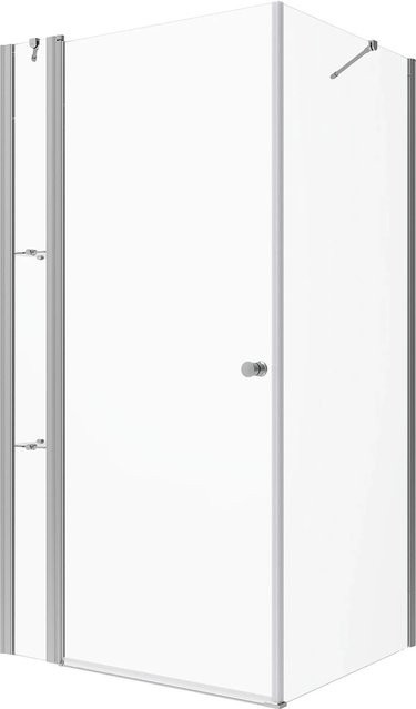Aquabatos Duschkabine Eckeinstieg mit Drehtür und Seitenwand, Silber, Klarglas mit Nano Beschichtung, B: 95 cm, T: 100 cm, H: 197 cm - Bild 1