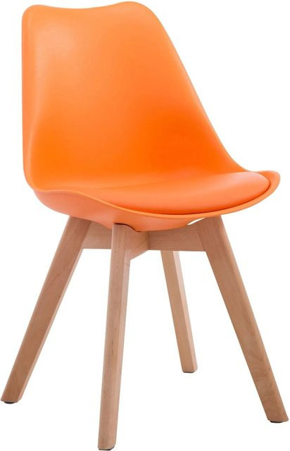 DELUKE Besucherstuhl LAGOS Konferenzstuhl und Bürostuhl aus Kunstleder in Orange und Hellbraun, B/T/H: 48 x 41,5 x 84 cm - Bild 1