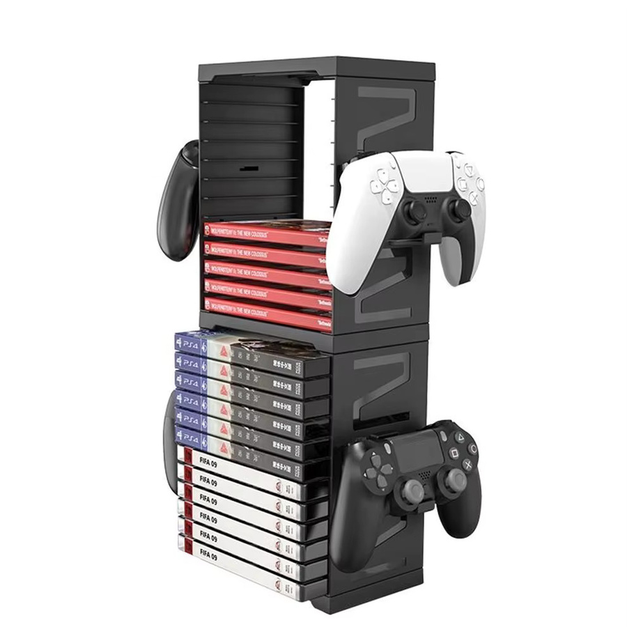 JOMAA Game Disc Storage Tower und Controller Rack in Schwarz für PS5 und Xbox Series X/S - Bild 2