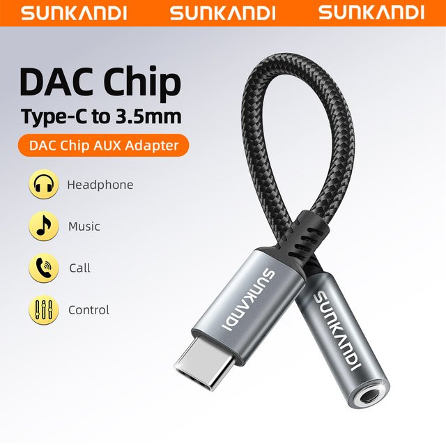 SUNKANDI USB-C auf 3,5 mm Klinke Audio Adapter Converter in Schwarz und Grau für iPad, Samsung und MacBook - Bild 1