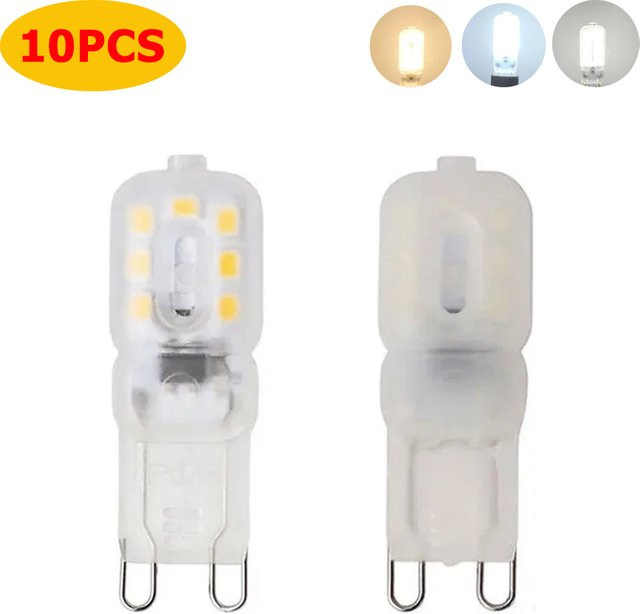 YORYZENG G9 LED Lampen Set 10 Stück, dimmbar, warmweiß, SMD Technologie, transparent oder milchig weiß - Bild 1