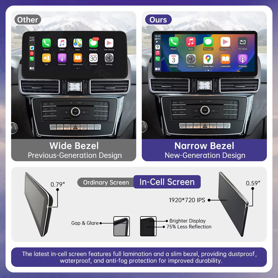 Road Top 12,3 Zoll Linux Touchscreen Multimedia Autoradio mit Android Auto und Wireless CarPlay für Mercedes Benz GLE GLS 2016-2018 in Schwarz - Bild 3