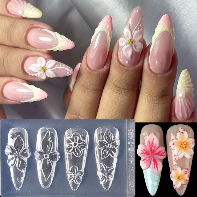 Full Beauty 3D Blumen-Nagel-Silikonform für Acryl-UV-Gel - Bild 1