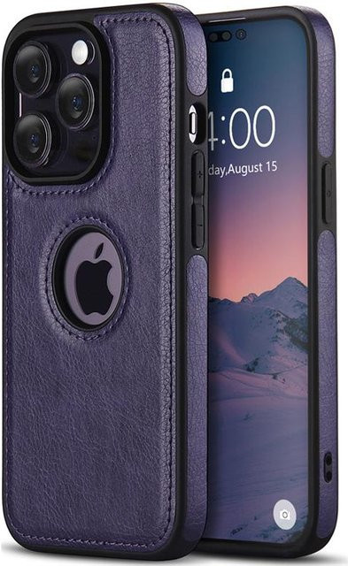 YOACHEY Luxus Business Vintage Leder Handyhülle für iPhone und Samsung, stoßfeste Schutzhülle, Violett - Bild 1