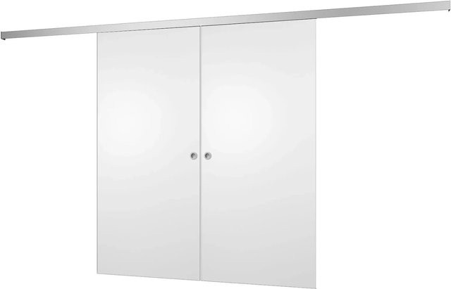 inova Holzschiebetür Weiß Komplettset mit Griffmuschel und 2-seitigem Softclose, B: 176,0 cm, H: 203,5 cm - Bild 1