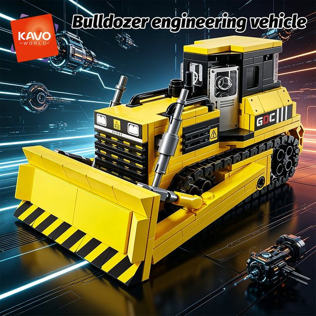 KAVOWORLD City Engineering Gelbes Bulldozer-Baufahrzeug, Bausteine-Set, 408 Teile - Bild 1