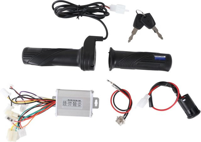 Igeteck Elektrofahrrad Controller Kit mit 250W Bürstenmotor, 24V und Gasdrehgriff sowie Ladeanschluss, Schwarz - Bild 1