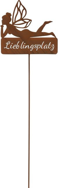 Gartenstecker im Fee-Design aus Metall in Rostbraun, H x B x T: 130 x 35 x 1 cm - Bild 1