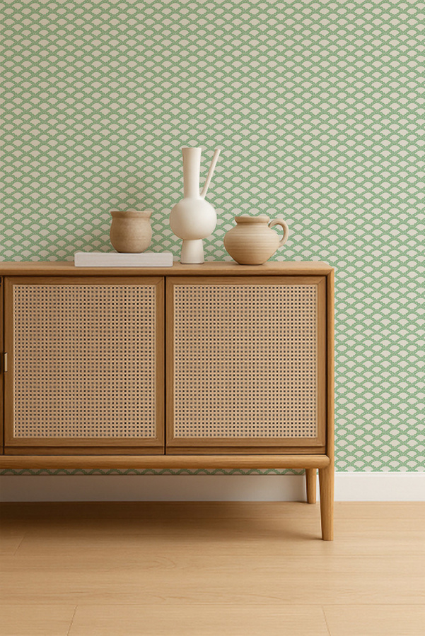 Scion Tapete Scallop Frill in Jade Green mit geometrischem Abstract-Muster - Bild 2