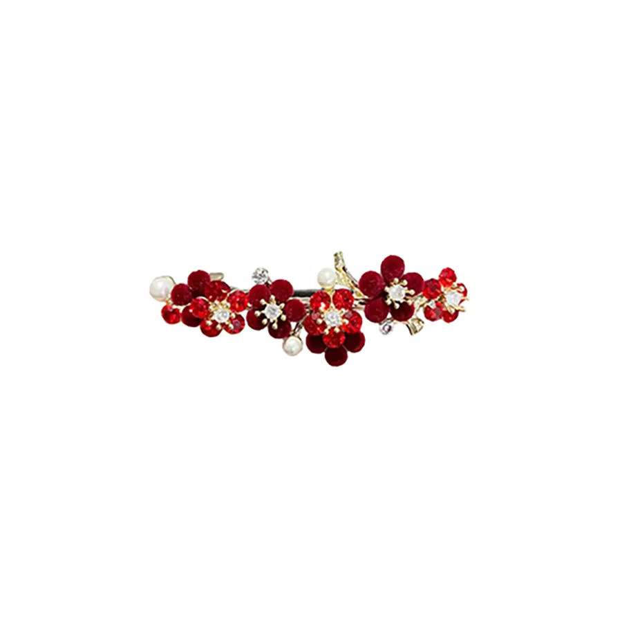 HIYAYZ Haarnadel, Blume, Rot, Samt, Strass, Damen - Bild 2