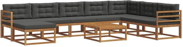 vidaXL Outdoor-Sofagarnitur 9-teilig aus Akazienholz mit Kissen in Anthrazit und Natur - Bild 1
