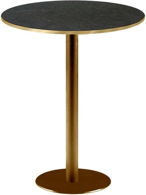 RestooTab Stehtisch Rome rund mit Gestell in Goldmetallic und Platte in Schwarz Dunkelgrau Messing, Höhe: 113 cm, Durchmesser: 60 cm - Bild 1