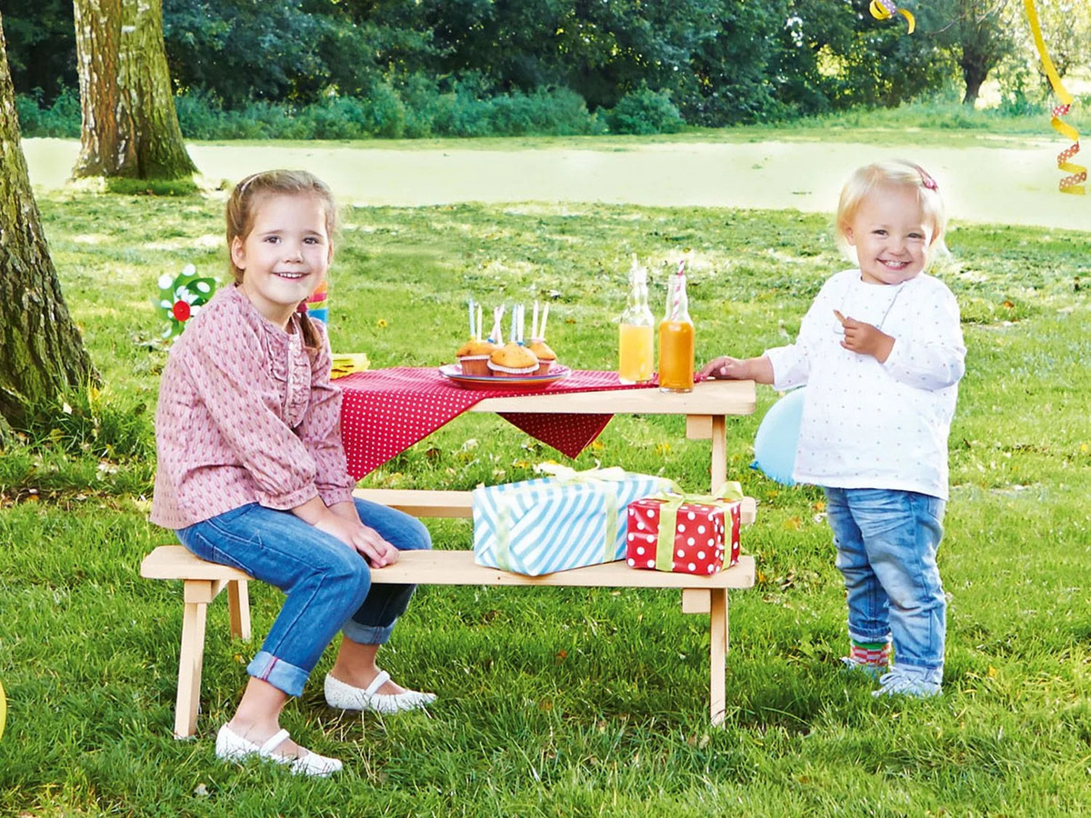 Pinolino Kindersitzgarnitur Nicki aus Fichtenholz für 4 Personen in Beige und Braun - Bild 2