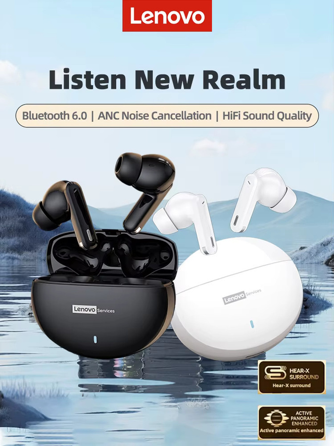 Lenovo Neue LE253 TWS Wireless Bluetooth 6.0 Kopfhörer mit HiFi Sound und ANC Geräuschunterdrückung in Weiß und Multicolour - Bild 1