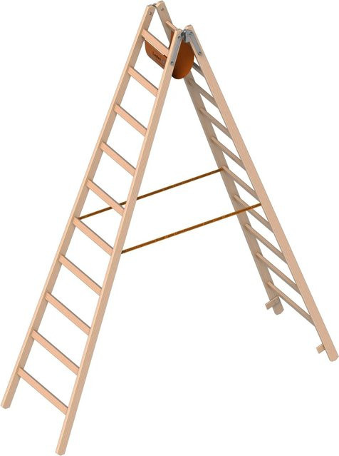 Layher Holzstehleiter 1053 in Beige mit 2x10 Sprossen nach Ö-Norm Z1501 - Bild 1