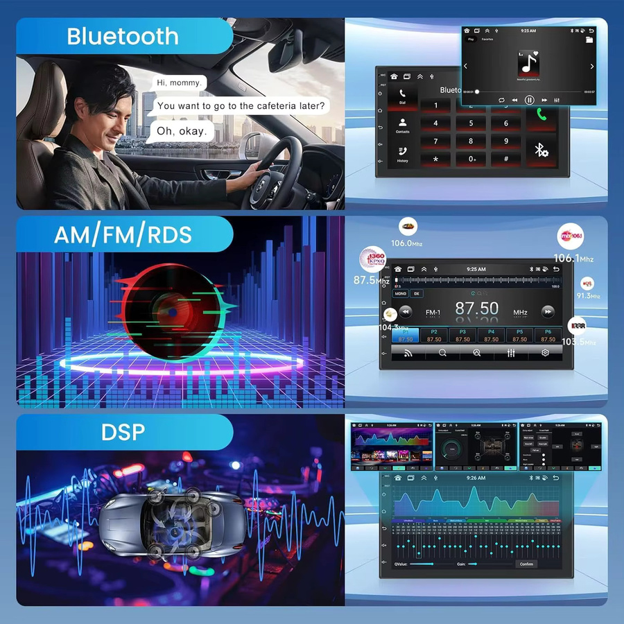 Gearelec Autoradio 2 Din Multimedia-Videoplayer mit Android 13, Carplay und Android Auto, 7 Zoll Display, Schwarz - Bild 5