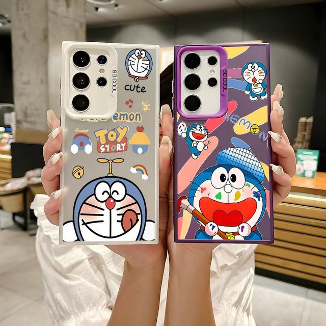 Doraemon Silikon Handyhülle für Samsung Galaxy S25 Edge S24 S23 S22 S21 S20 Ultra in Bunt und Silber - Bild 1