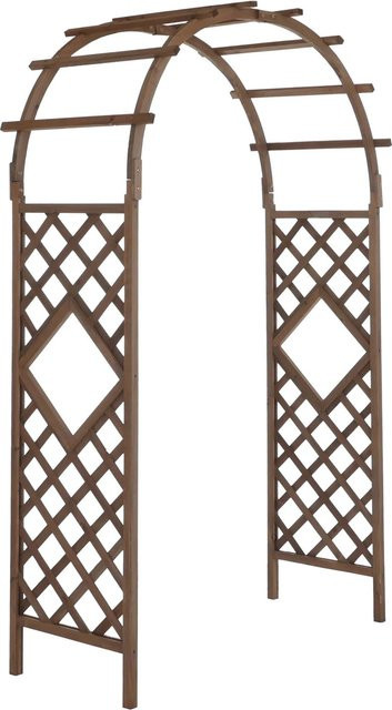Rosenbogen MCW aus Tannenholz in Dunkelbraun, Rankgitter Rosenspalier als Rankhilfe für den Garten, H x B x T: 210 x 126 x 60 cm - Bild 2