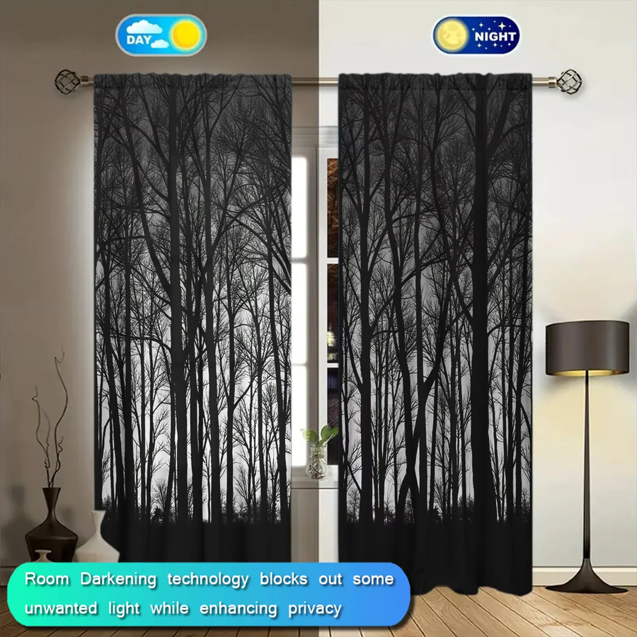 VOZMIO 2-teiliges Set Fenstervorhänge im nordischen Stil mit Birkenbaummuster - Bild 2