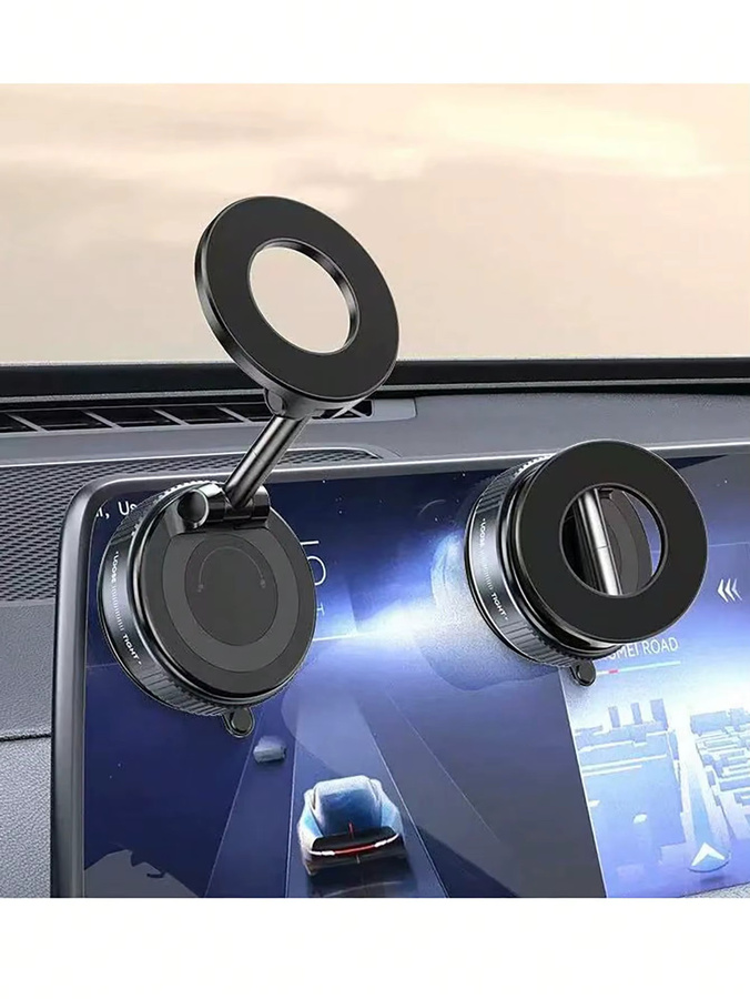 Magnetischer Vakuum-Saugnapf in Schwarz als 360 Grad drehbarer mobiler Ständer für dein Auto - Bild 2