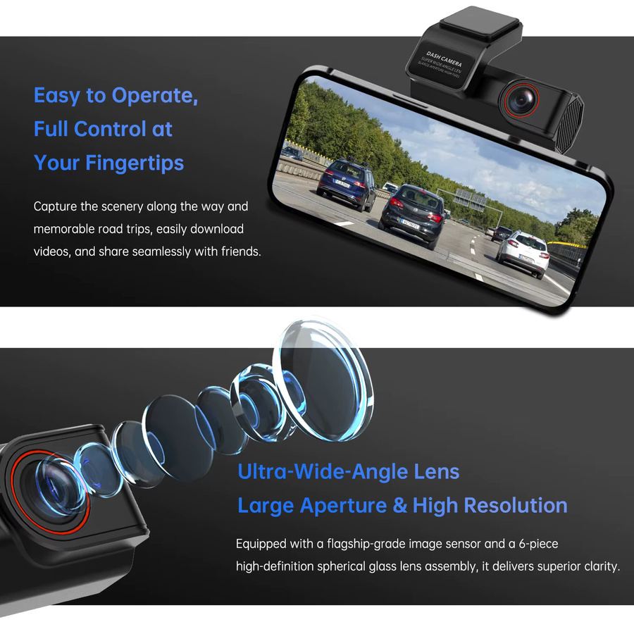 DEVASO Auto-Dashcam mit WLAN-Konnektivität und App-Steuerung in Schwarz inklusive Speicherkarte - Bild 3