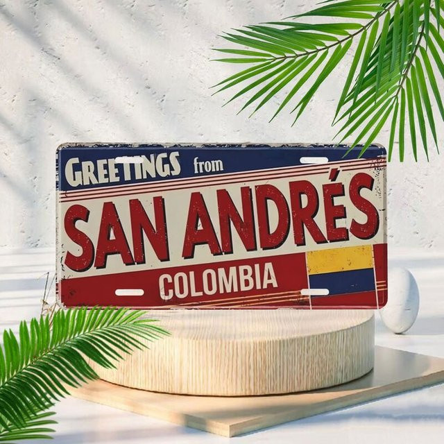 Dekorative Nummernschilder im Vintage-Stil von Colombian San Andreas für Heimdekoration, Bars und Cafés, B/H: 15 x 15 cm - Bild 1