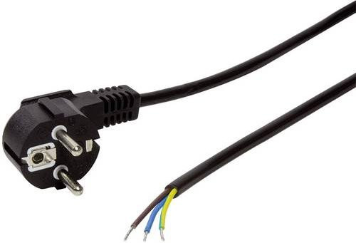 LogiLink Strom Anschlusskabel mit Schutzkontakt-Winkelstecker und offenen Kabelenden, Schwarz, Länge: 1,50 m - Bild 1
